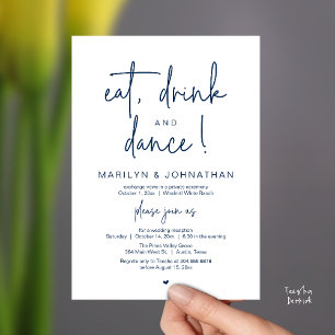 Eat, Drink and Dance, Modern Wedding Reception Invitation