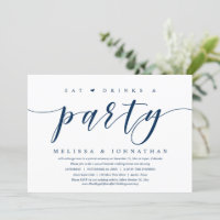 Eat, Drink and Party, Wedding Elopement Dinner Inv