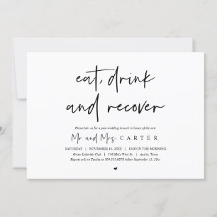 Eat, drink and recover, post wedding brunch invitation