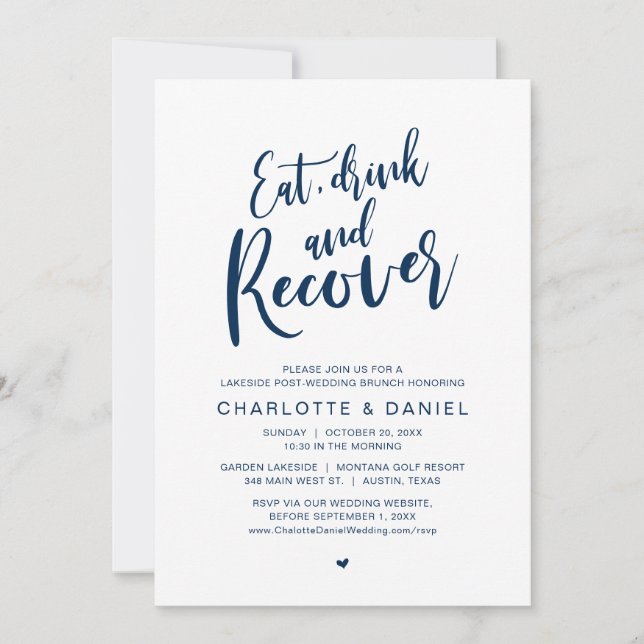 Eat, Drink and Recover, The Morning After Brunch Invitation (Front)
