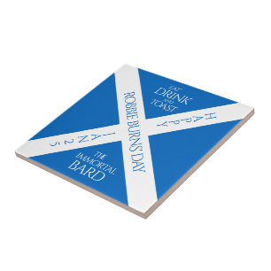 Eat Drink and Toast Robbie Burns Scottish Flag Ceramic Tile