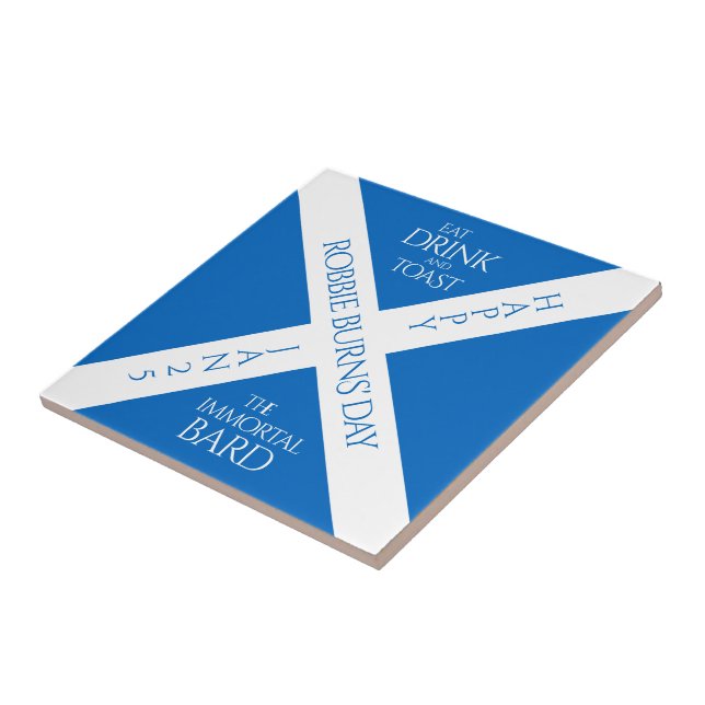 Eat Drink and Toast Robbie Burns Scottish Flag Ceramic Tile (Side)