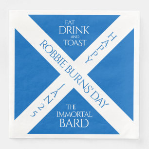 Eat Drink and Toast Robbie Burns Scottish Flag Napkin