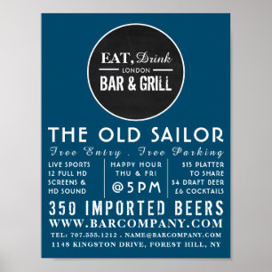Eat, Drink Bar & Grill Logo, Pub/Brewery Poster