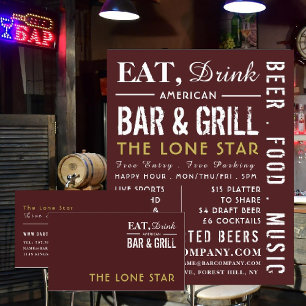 Eat, Drink Bar & Grill, Pub/Brewery Advertising Flyer