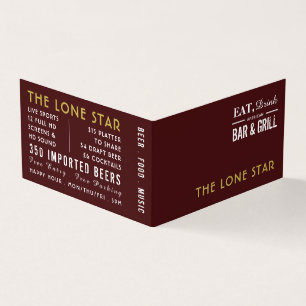 Eat, Drink Bar & Grill, Pub/Brewery, Detailed Business Card