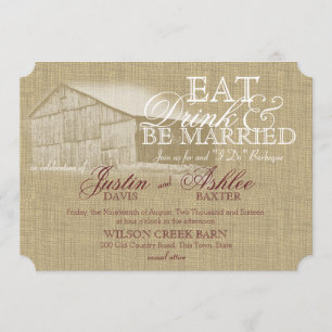 Eat Drink BBQ Barn Wedding Rehearsal Invitation