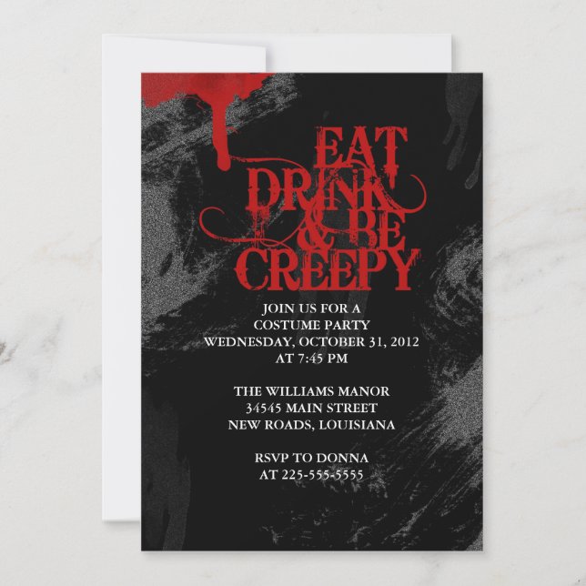 Eat Drink & Be Creepy Invitation (Front)