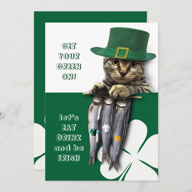 Eat, Drink & Be Irish St. Patrick's Day Party Invitation (Front/Back)