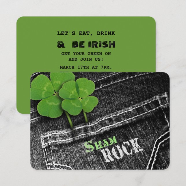 Eat, Drink & Be Irish St. Patrick's Day Party Invitation (Front/Back)