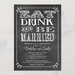 Eat Drink Be Married Chalkboard Invitation Wedding