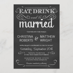 Eat Drink be Married Chalkboard Wedding Invitation