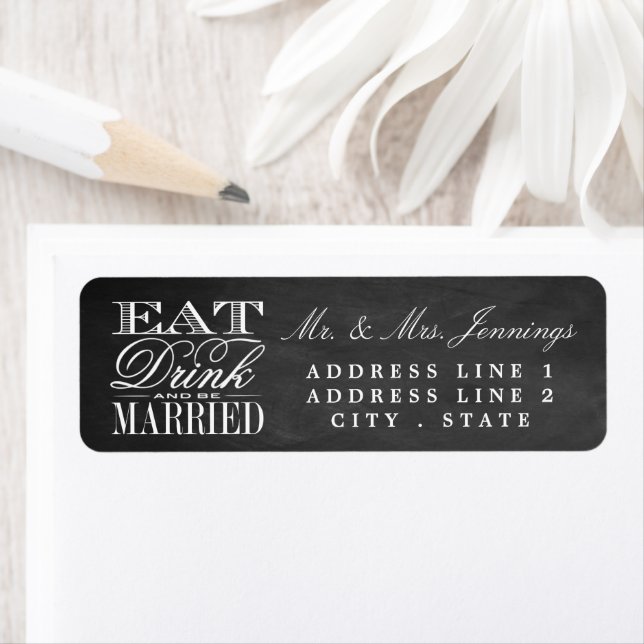 Eat, Drink & Be Married Chalkboard Wedding Labels (Insitu)