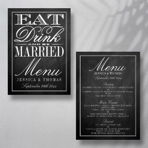 Eat, Drink & Be Married Chalkboard Wedding Menus