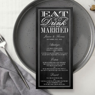 Eat, Drink & Be Married Chalkboard Wedding Menus