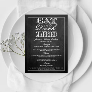 Eat, Drink & Be Married Chalkboard Wedding Menus