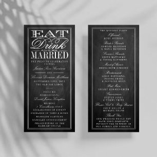 Eat, Drink & Be Married Chalkboard Wedding Program Rack Card