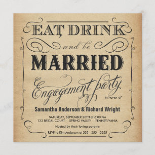 Eat Drink be Married Engagement Party Invitations