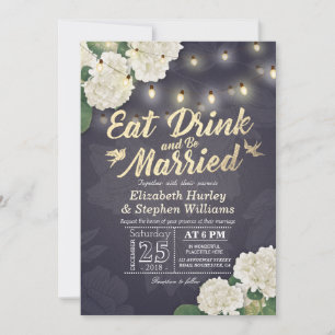 EAT Drink & Be Married Flower String Light Wedding Invitation