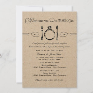 Eat Drink Be Married Kraft Rehearsal Dinner Invitation