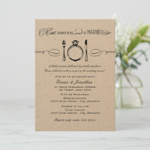 Eat Drink Be Married Kraft Rehearsal Dinner Invitation
