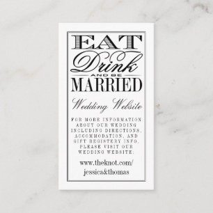 Eat, Drink & Be Married Modern Black/White Wedding Enclosure Card
