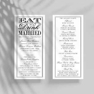 Eat, Drink & Be Married Modern Black/White Wedding Program