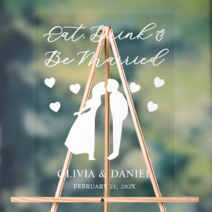 Eat, Drink & Be Married Personalized Wedding Acrylic Sign