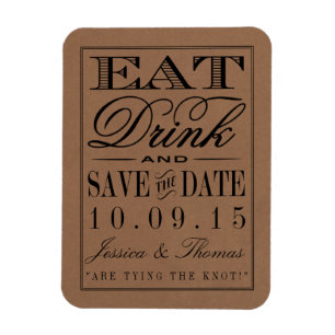 Eat, Drink & Be Married Rustic Kraft Wedding Magnet