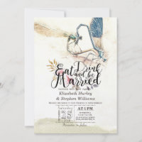 EAT Drink Be Married Wedding Dragonfly Mating Love