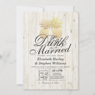 EAT Drink Be Married Wedding Gold Pineapple Couple Invitation