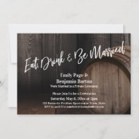 Eat, Drink & Be Married Wood Barrel Reception