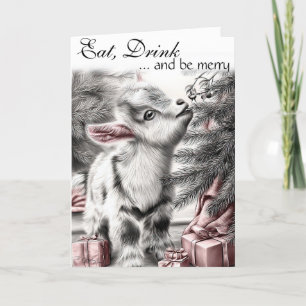 Eat Drink Be Merry   -  Baby Goat Christmas Holiday Card