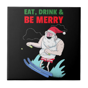 Eat, Drink & Be Merry Christmas Ceramic Tile