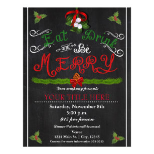 EAT DRINK BE MERRY Christmas Chalk Party Flyer