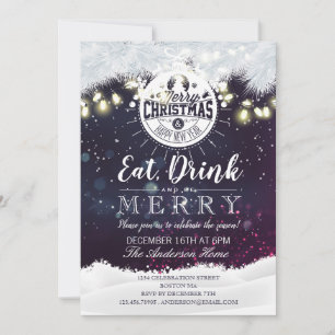 Eat Drink & Be Merry Christmas Holiday Party Card
