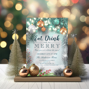 Eat Drink & Be Merry Christmas Holiday Party Card