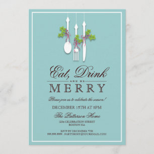 Eat Drink & Be Merry Christmas Holiday Party Invitation