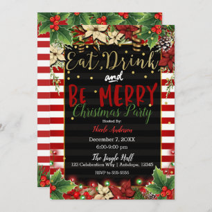 Eat Drink & Be Merry Christmas Holiday Party Invitation