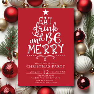 Eat Drink & Be Merry Christmas Party Invitation