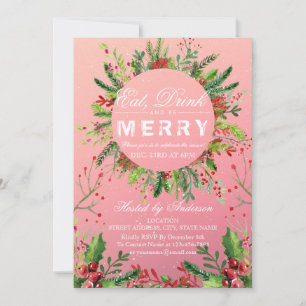 Eat Drink & Be Merry Christmas Party Invitation