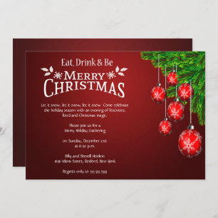 Eat, Drink & Be Merry Christmas Party Invitation