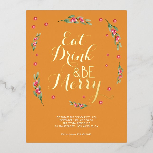 Eat drink & be merry Christmas party invitation (Front)