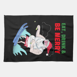 Eat, Drink & Be Merry Christmas Tea Towel