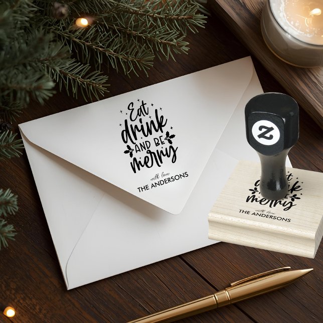 Eat Drink & Be Merry Custom Family Rubber Stamp (Creator Uploaded)