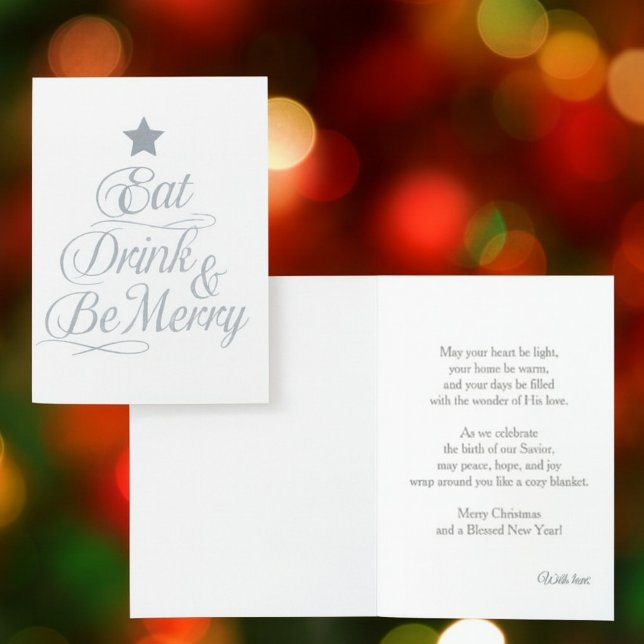 Eat, Drink & Be Merry Elegant Christmas  Foil Card (Creator Uploaded)