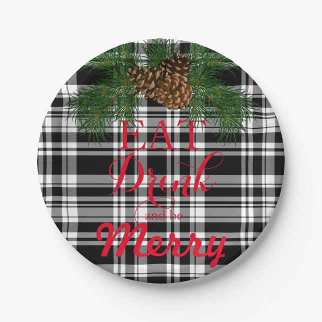Eat, drink, be merry. Festive Holiday design Paper Plate (Front)