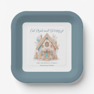 Eat Drink Be Merry Gingerbread House Christmas Paper Plate