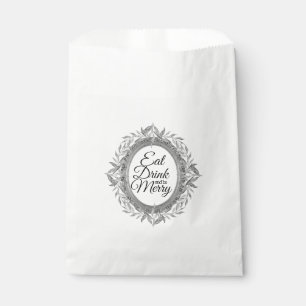 Eat Drink Be Merry Holiday Silvery Leaves Wreath Favour Bag