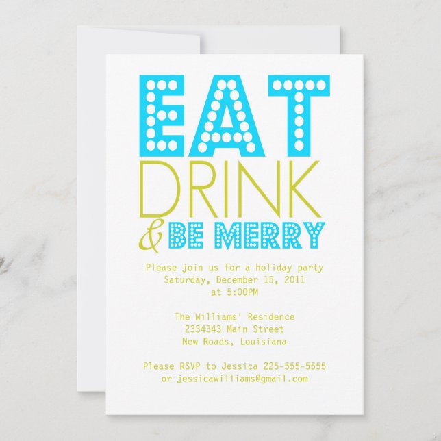 Eat Drink & Be Merry Invitation (Front)
